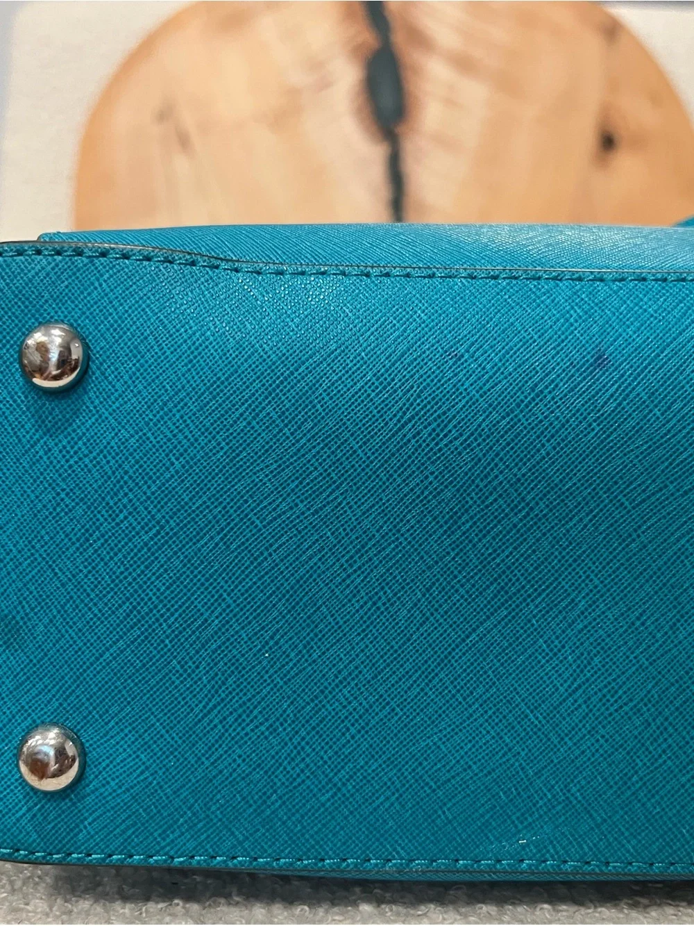 Michael Kors Teal Saffiano Tote with MK Charm